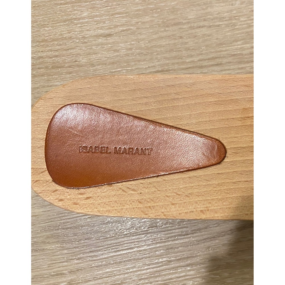 Isabel Marant Jaso Slide Sandal 40 Tan Leather Wood Studded Designer Luxury Boho - Picture 6 of 14